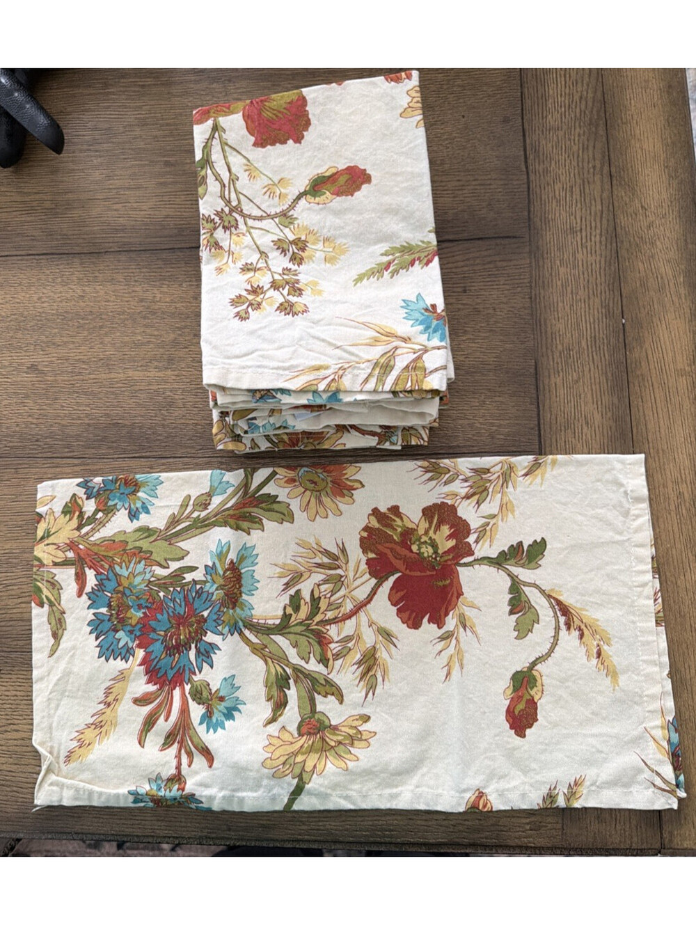 8April Cornell  Napkins Wildflowers /Colors Rust/Sage/Yellow/Red 16x16” Unused